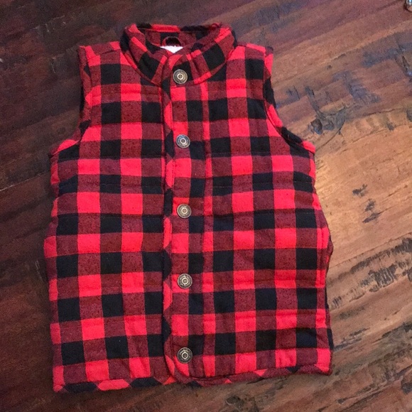 Mud Pie Red Flannel Plaid Vest Size 4t 5t - Picture 1 of 8